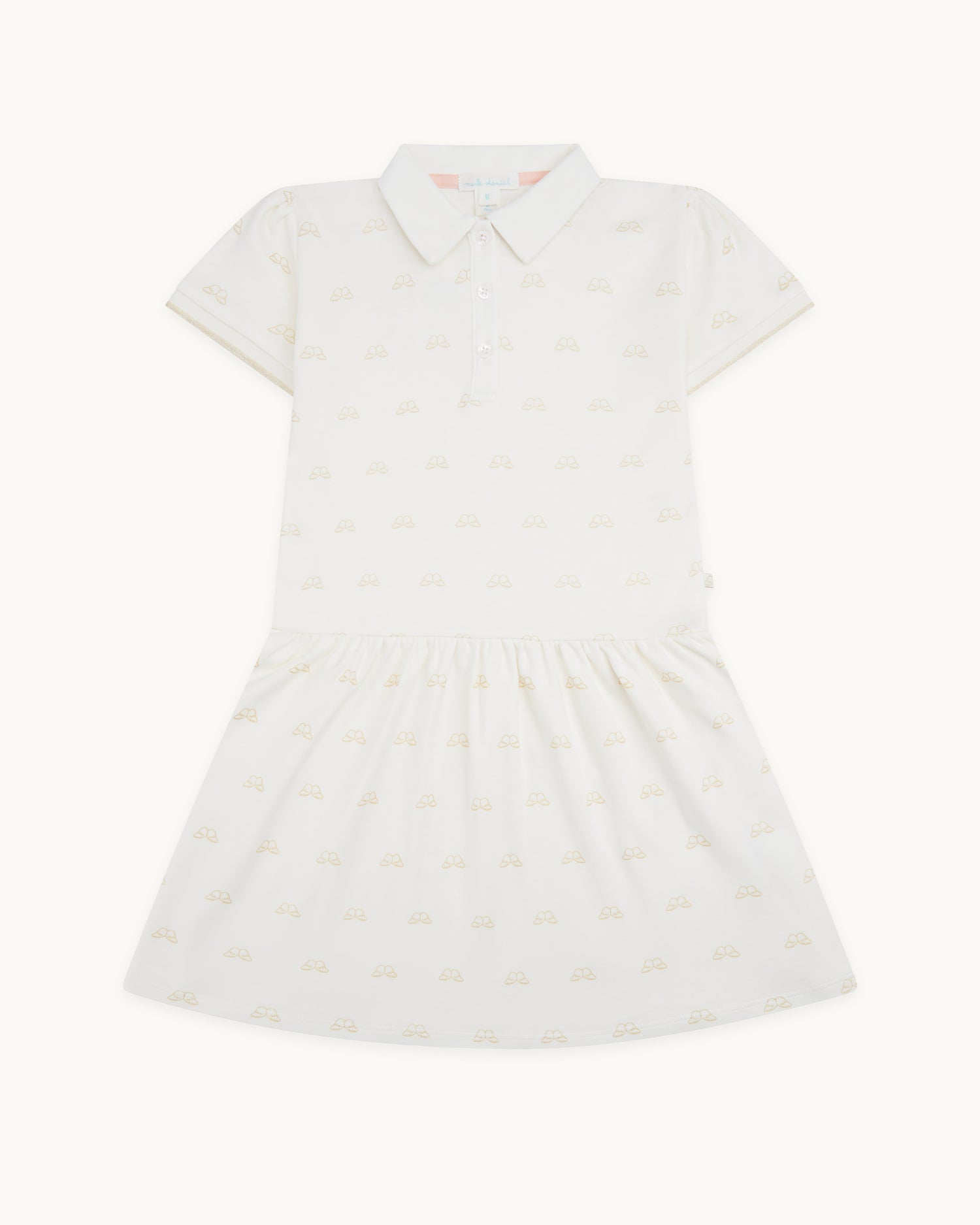 Angel Wing™ Polo Dress - Child White & Gold