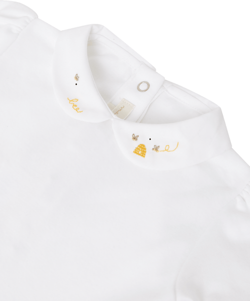 Alba Honeybee Embroidered Collar Short Sleeve Onesie