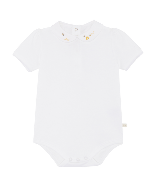 Alba Honeybee Embroidered Collar Short Sleeve Onesie