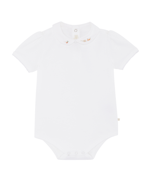 Alba Little Gardener Embroidered Collar Short Sleeve Onesie