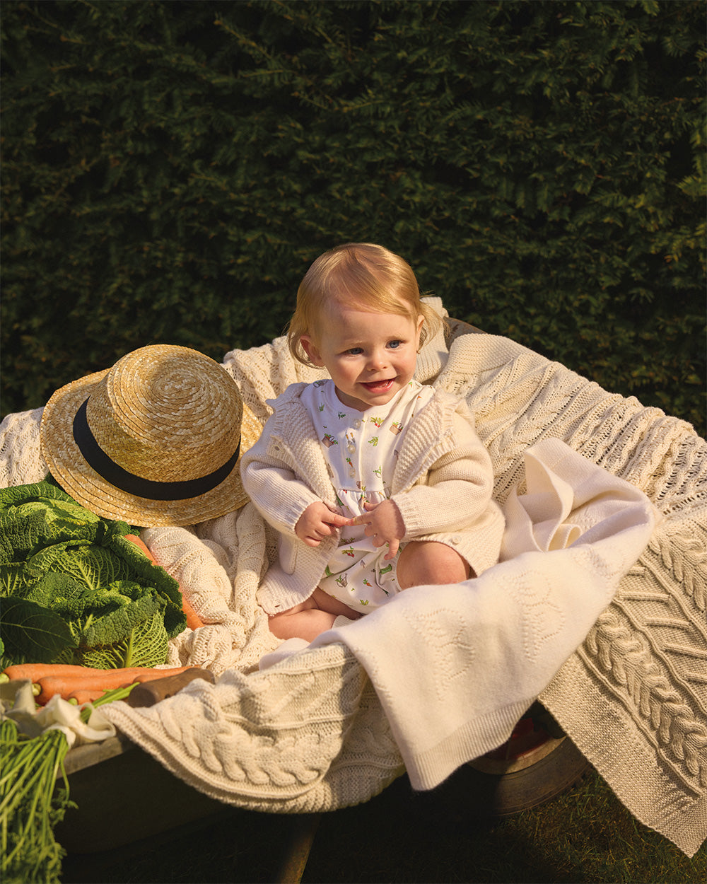 Bo Cable Knit Pram Cardigan - Milky White