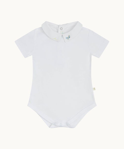 Airplane Embroidered Collar Onesie