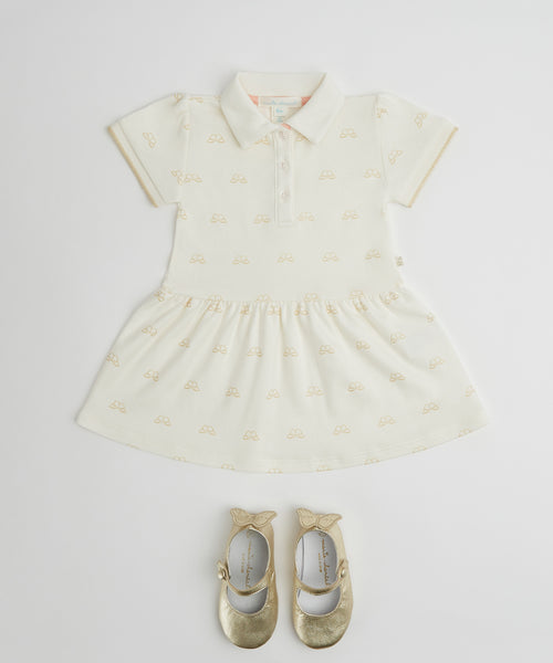 Angel Wing™ Polo Dress - Baby White & Gold