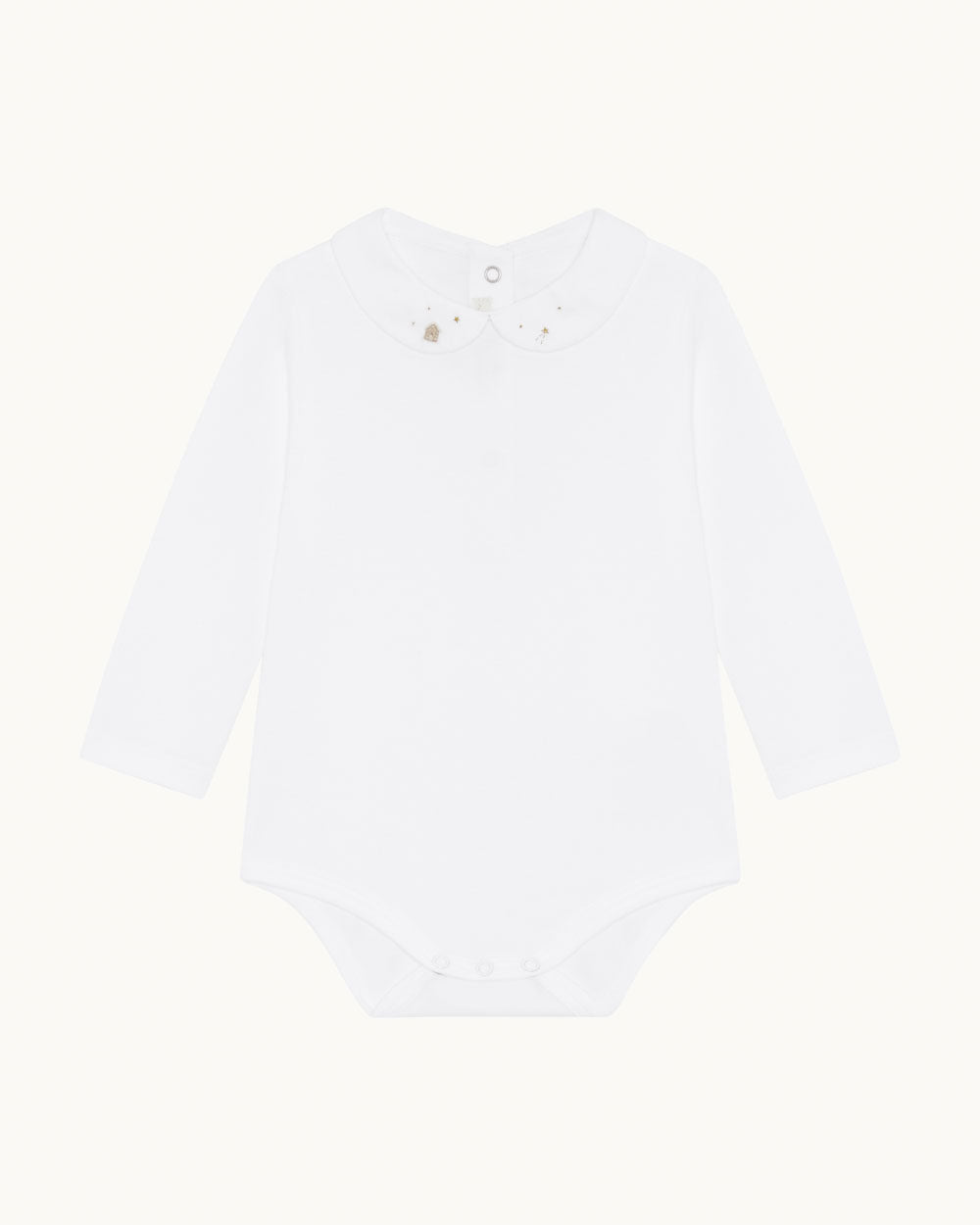 Banks Gingerbread Embroidered Collar Long Sleeve Onesie