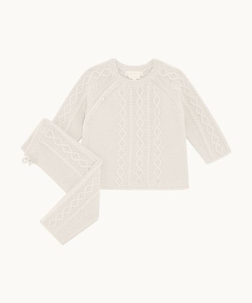 Bowen Cable Knit Two Piece Set - Milky White