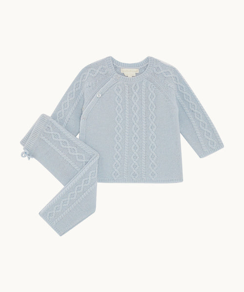 Bowen Cable Knit Two Piece Set - Blue
