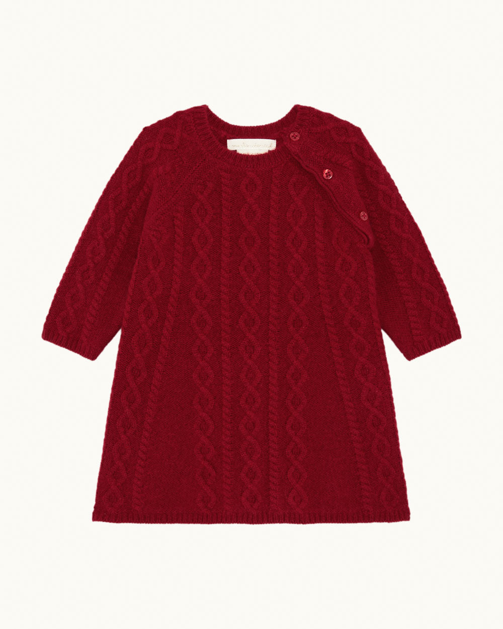 Bowen Cable Knit Dress - Ruby Red | Marie-Chantal