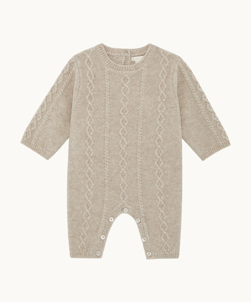 Bowie Cable Knit Romper - Oat Brown