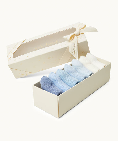 Bijou Set Of 7 Socks - Blue