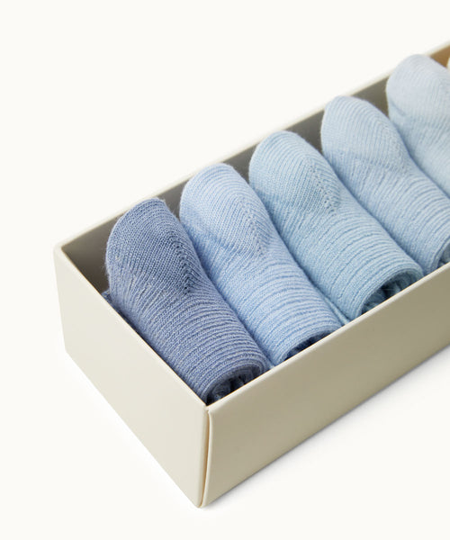 Bijou Set Of 7 Socks - Blue