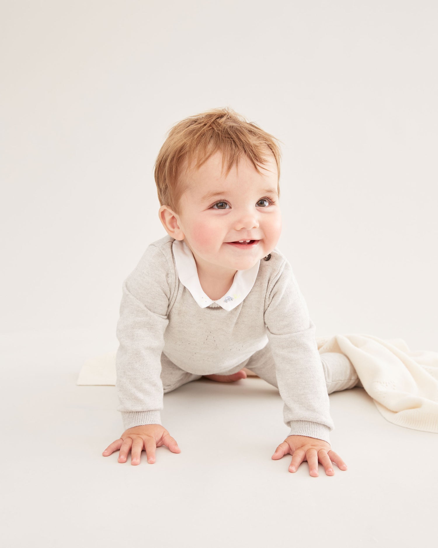 Pointelle Star Crawler Set - Grey