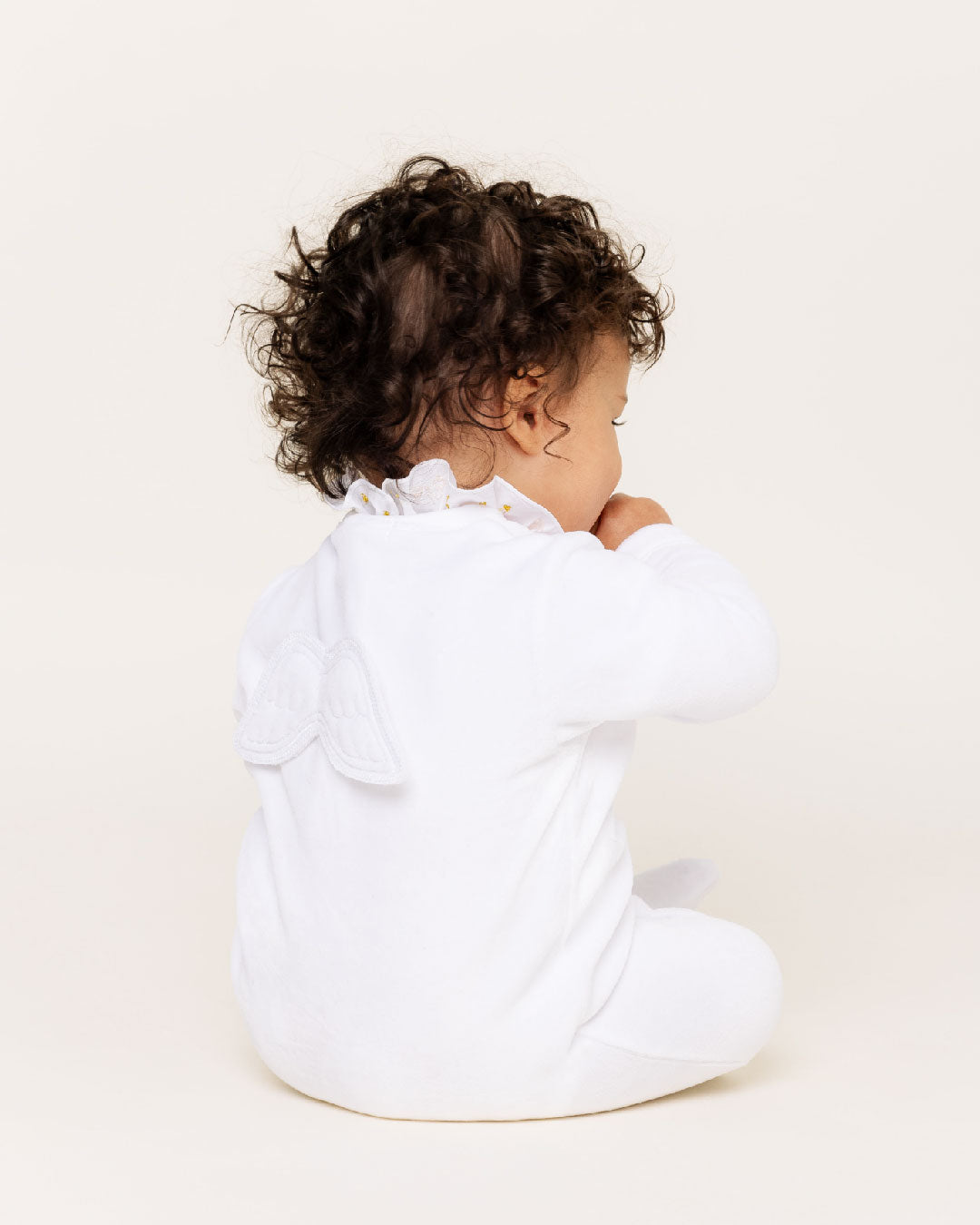 Velour Angel Wing™ Sleepsuit - White