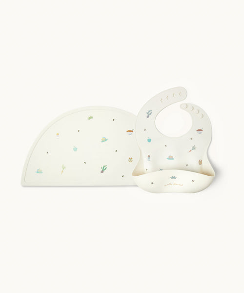 Manners Begin at Breakfast Silicone Bib and Placemat Set