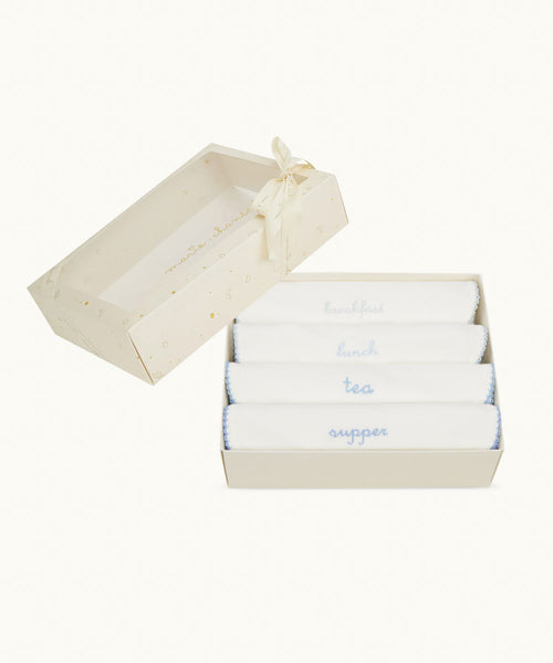 Morning Till Night Bib Set - White & Blue