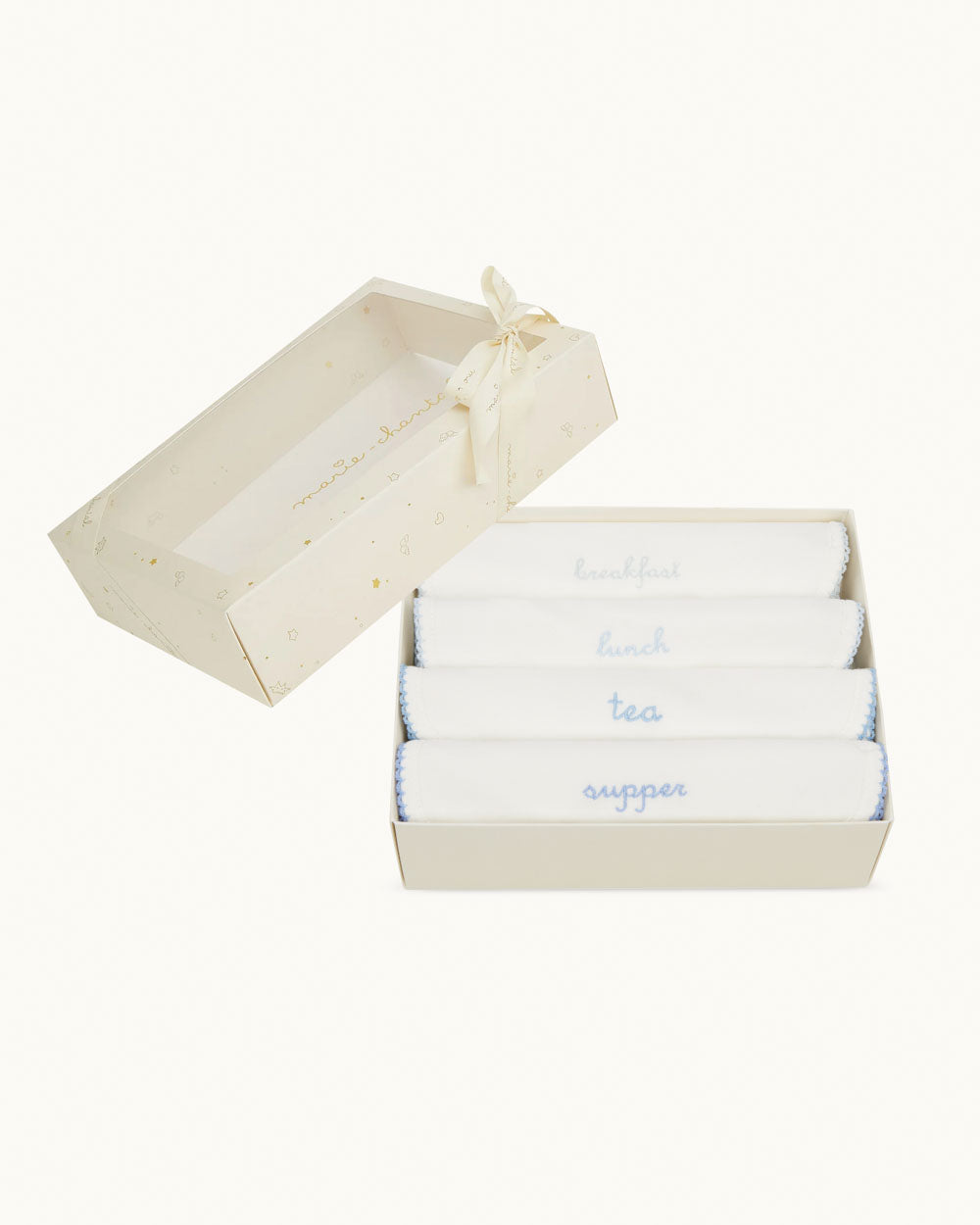 Morning Till Night Bib Set - White & Blue