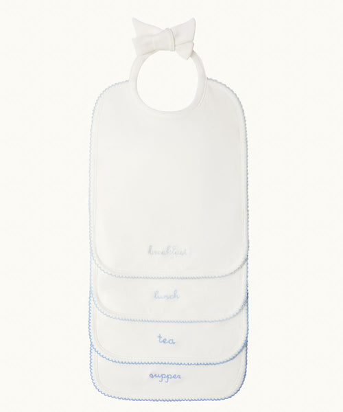 Morning Till Night Bib Set - White & Blue