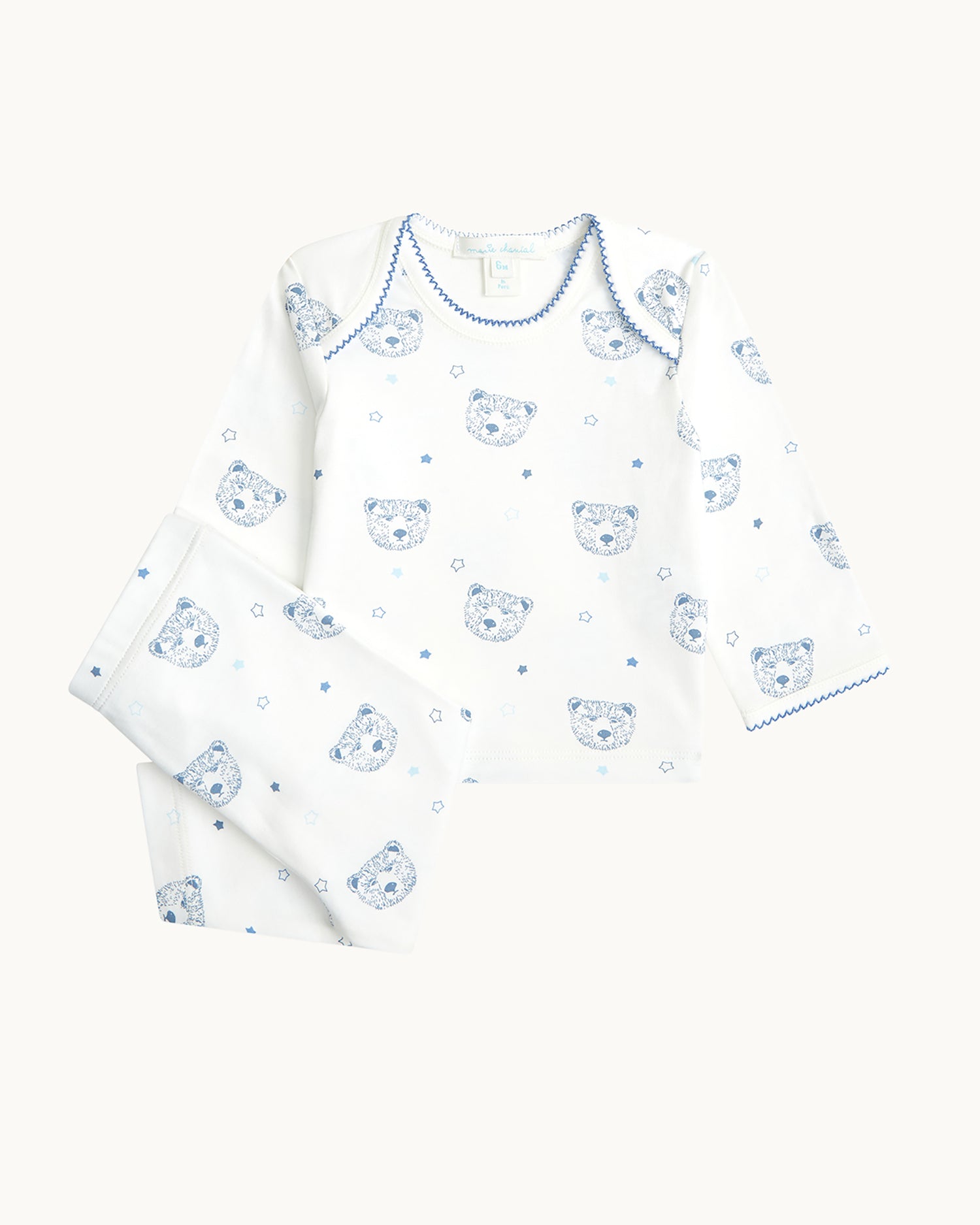 Bear Print Two Piece Set - Baby Blue