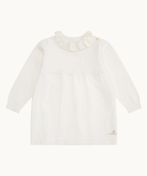Knit Heart Dress - Ivory