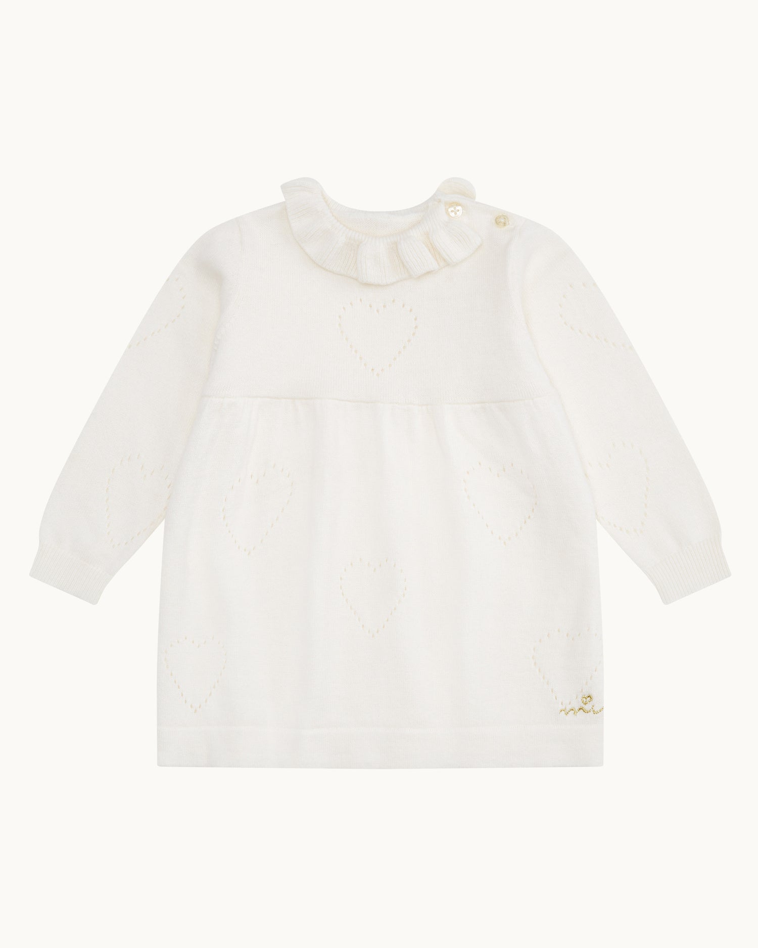 Knit Heart Dress - Ivory