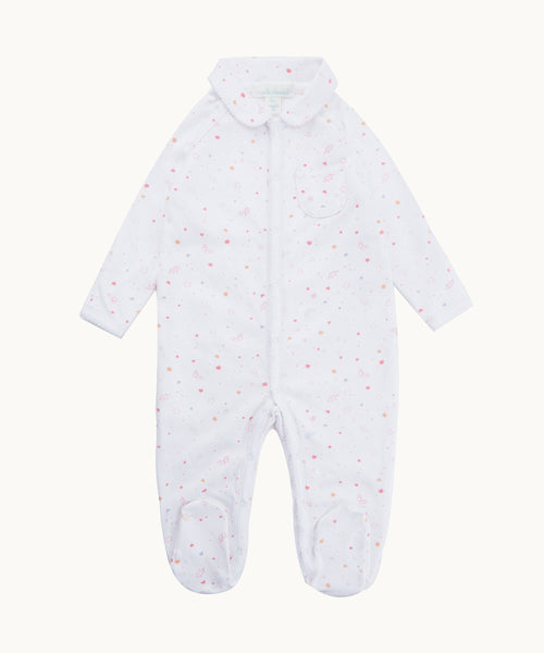 Star & Crown Sleepsuit With Mittens - Pink