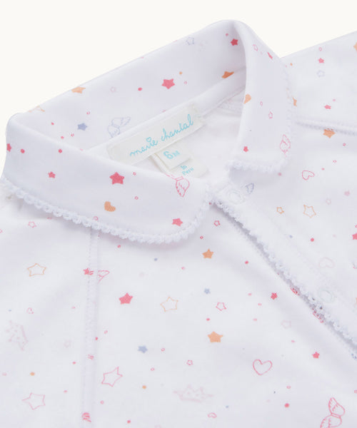 Star & Crown Sleepsuit With Mittens - Pink