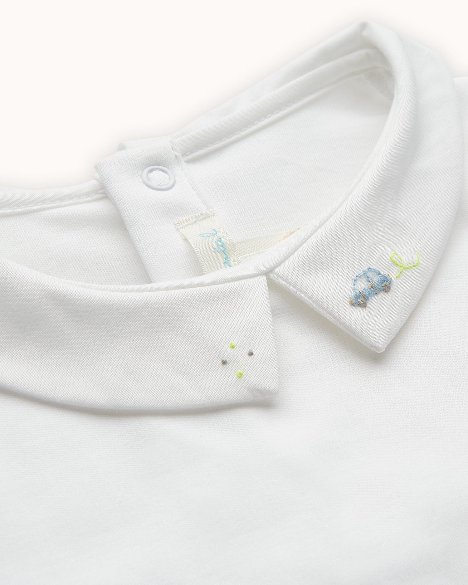Ethan Embroidered Collar Onesie - Car
