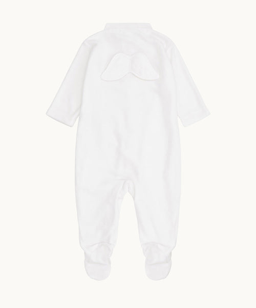Velour Angel Wing™ Sleepsuit - White