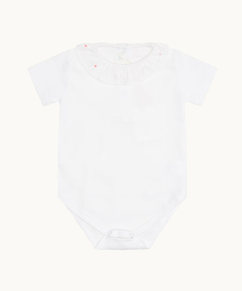 Elize Embroidered Ruffle Collar Onesie - Heart