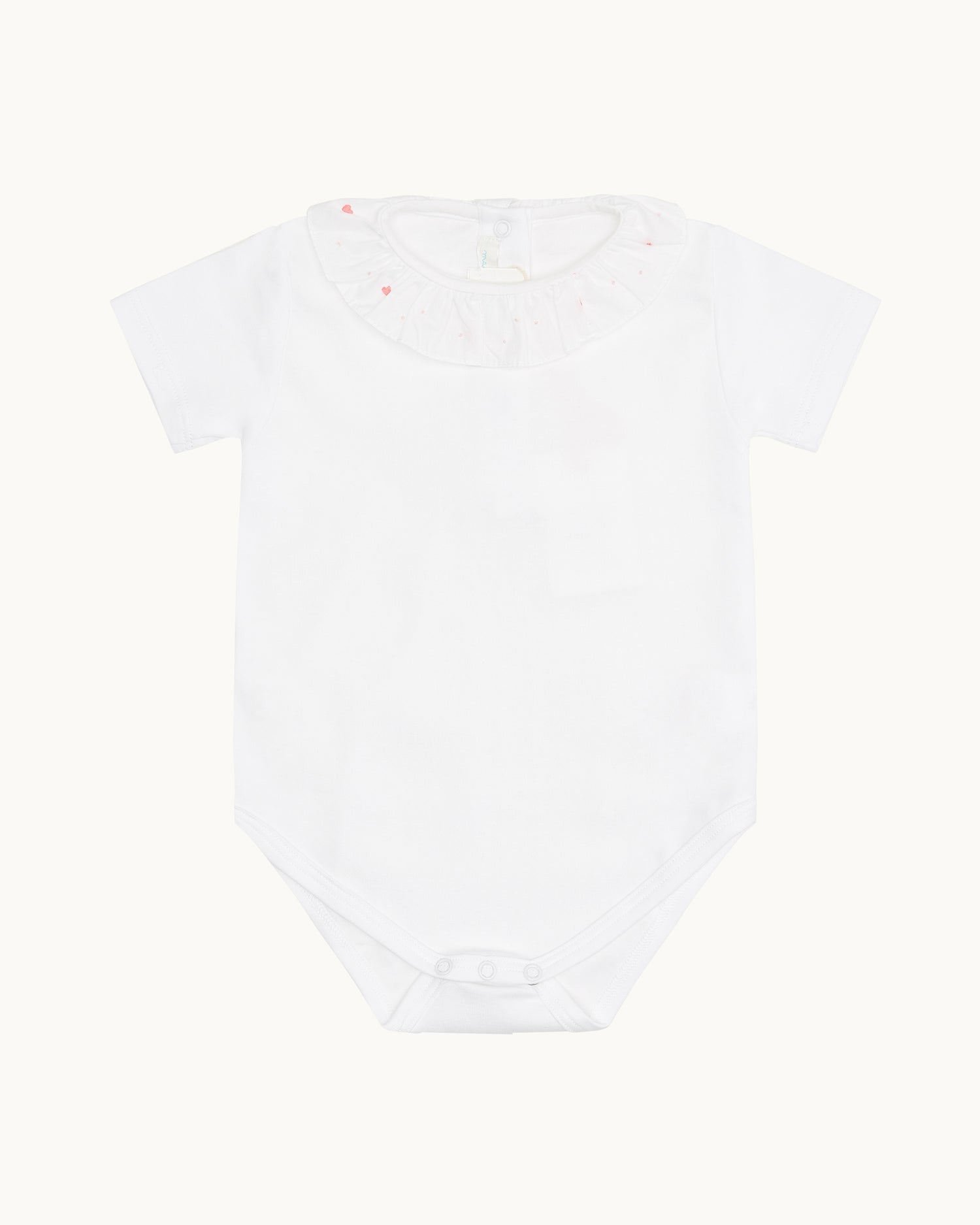 Elize Embroidered Ruffle Collar Onesie - Heart