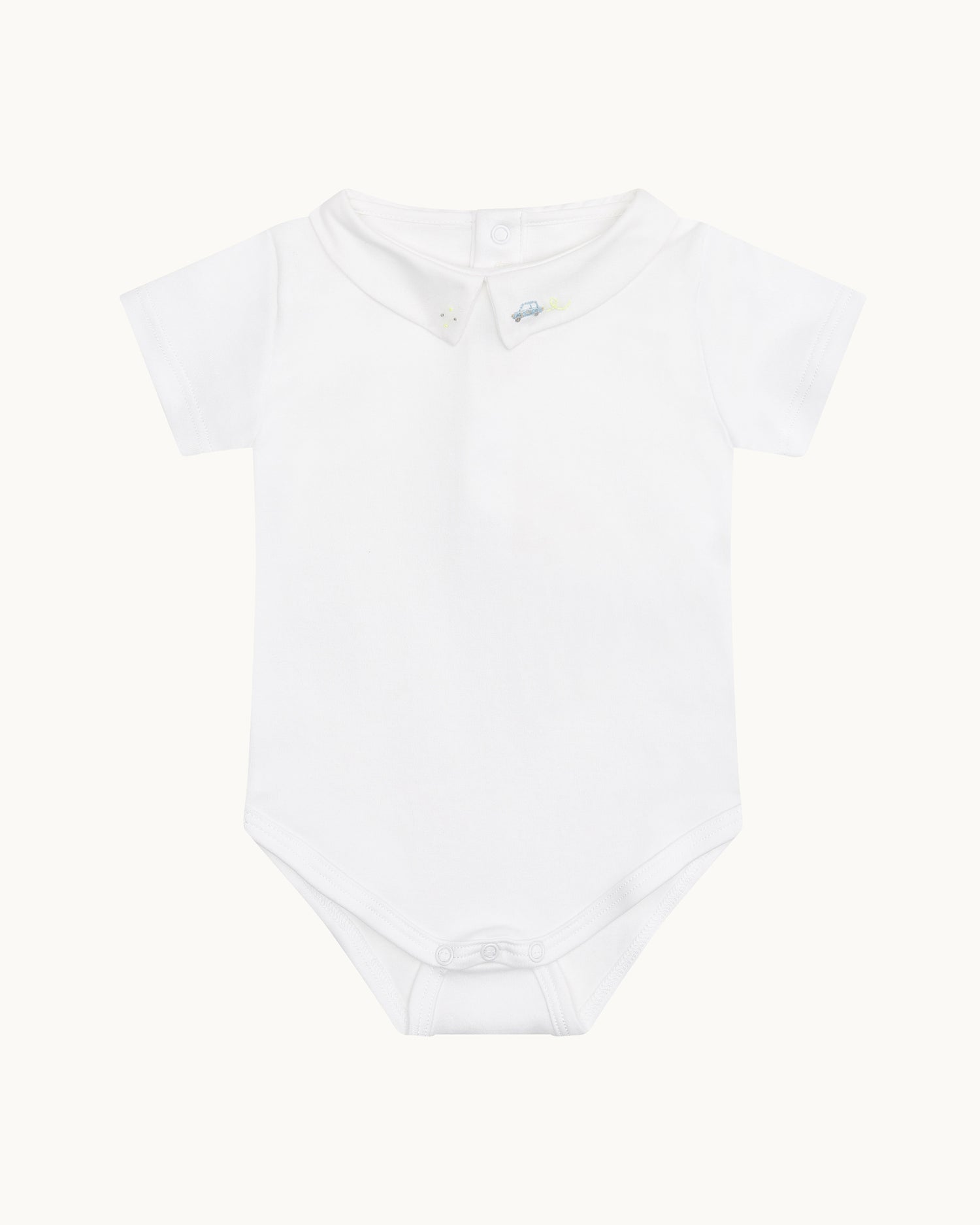 Ethan Embroidered Collar Onesie - Car