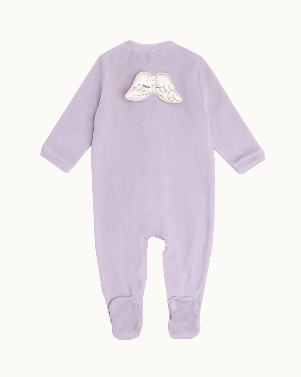 Velour Angel Wing Sleepsuit - Silver & Lilac