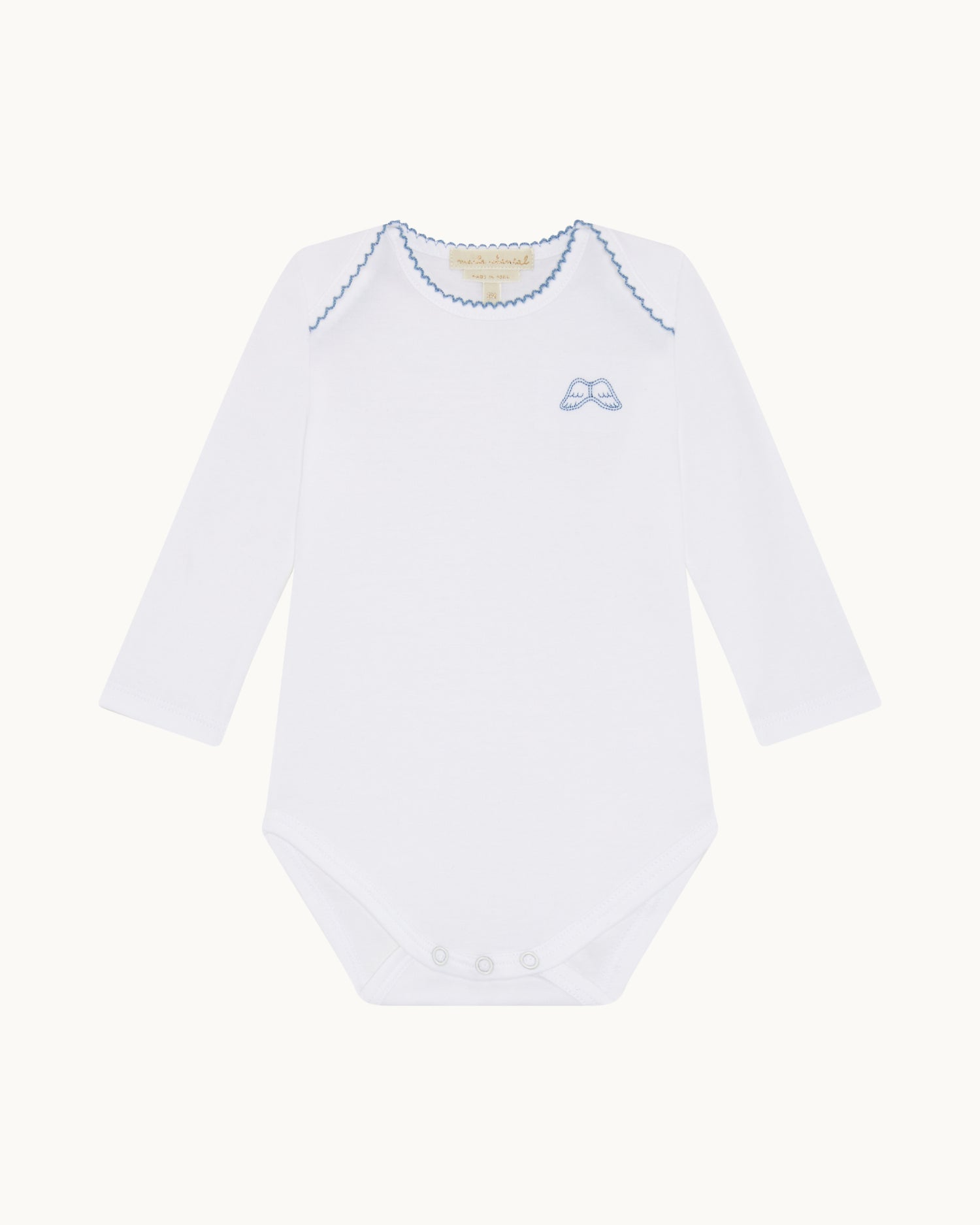 Set of 7 Angel Wing Picot Long Sleeve Onesies - Blue Fade