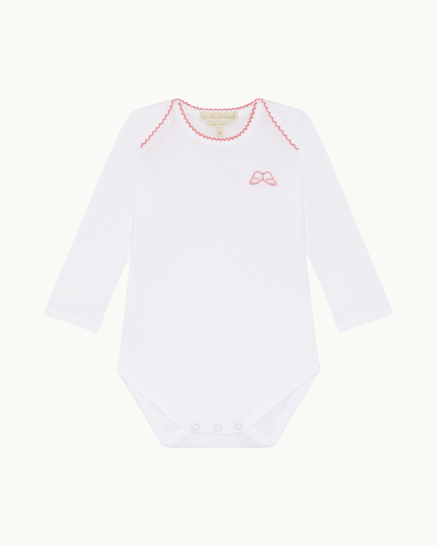 Set of 7 Angel Wing Picot Long Sleeve Onesies - Pink Fade