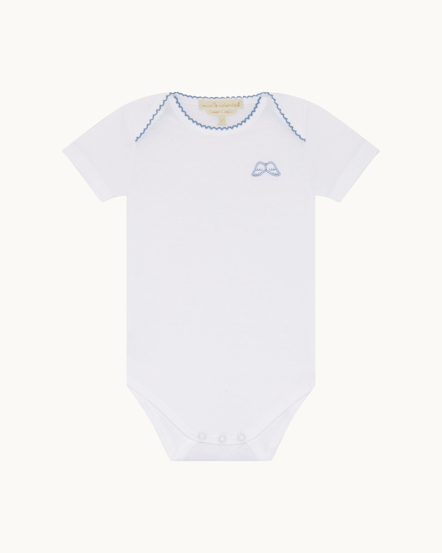 Set of 7 Angel Wing Picot Short Sleeve Onesies - Blue Fade