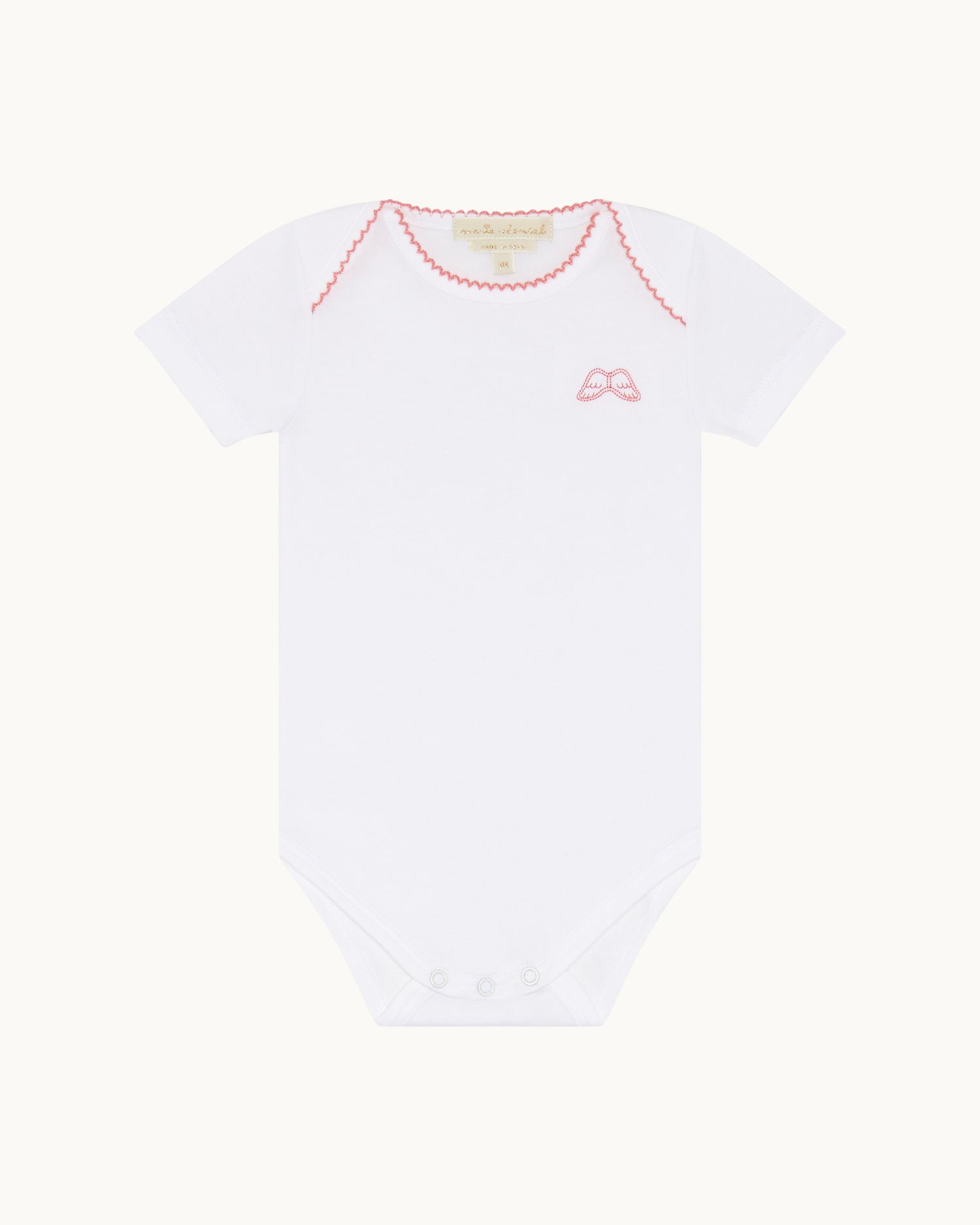 Set of 7 Angel Wing Picot Short Sleeve Onesies - Pink Fade