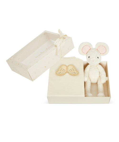 Sleep & Snuggle Velour Angel Wing Gift Set - Gold & Cream