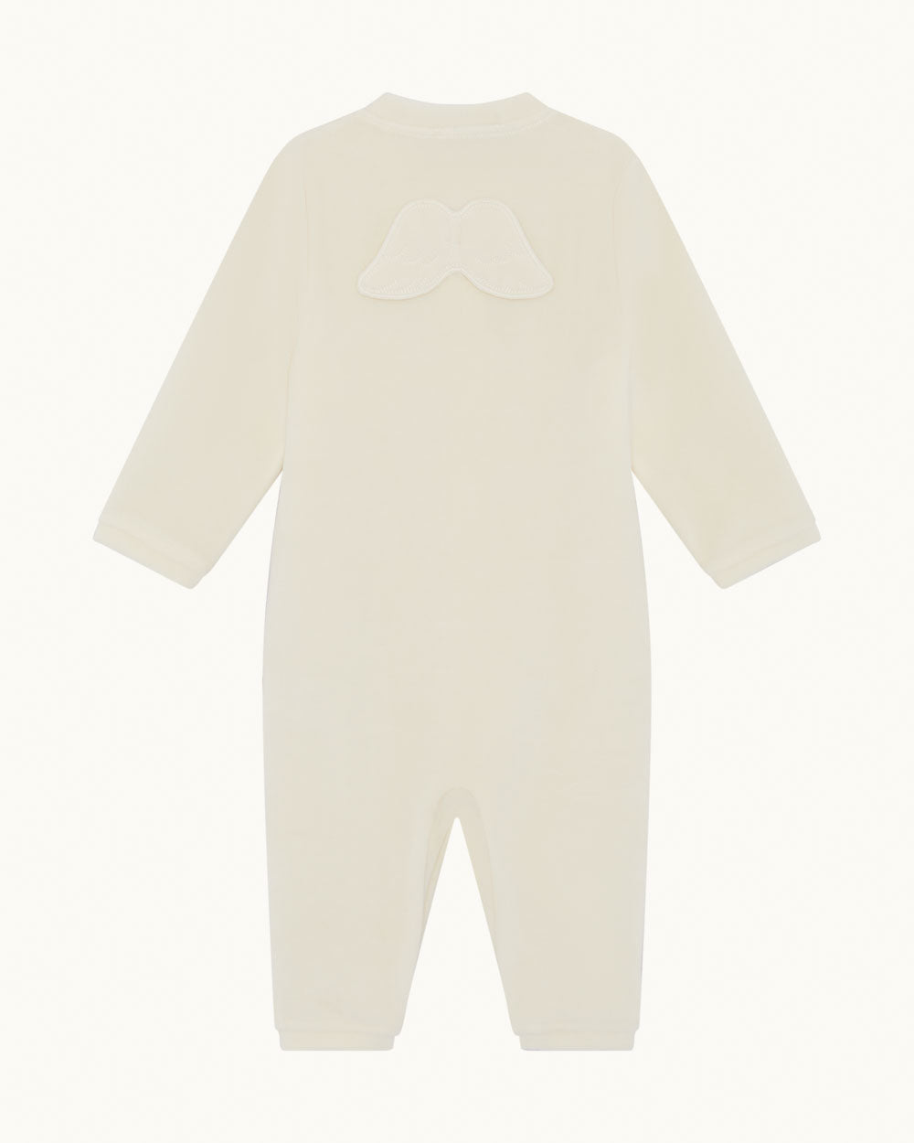 Velour Angel Wing™ Footless Sleepsuit - Cream