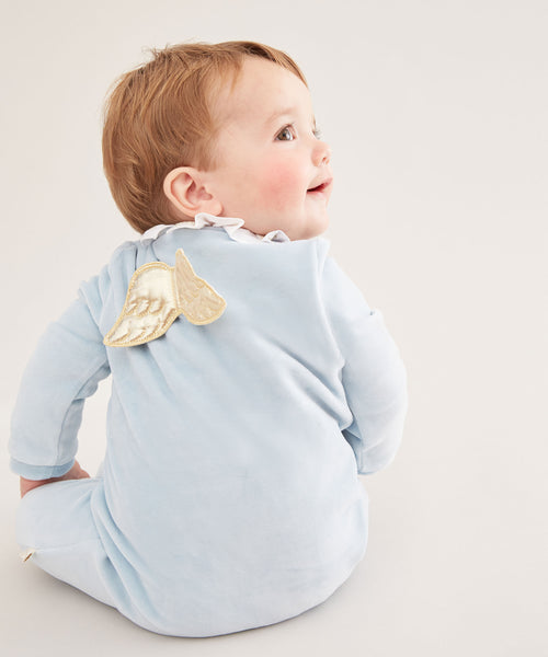 Velour Angel Wing™ Sleepsuit - Gold & MC Blue
