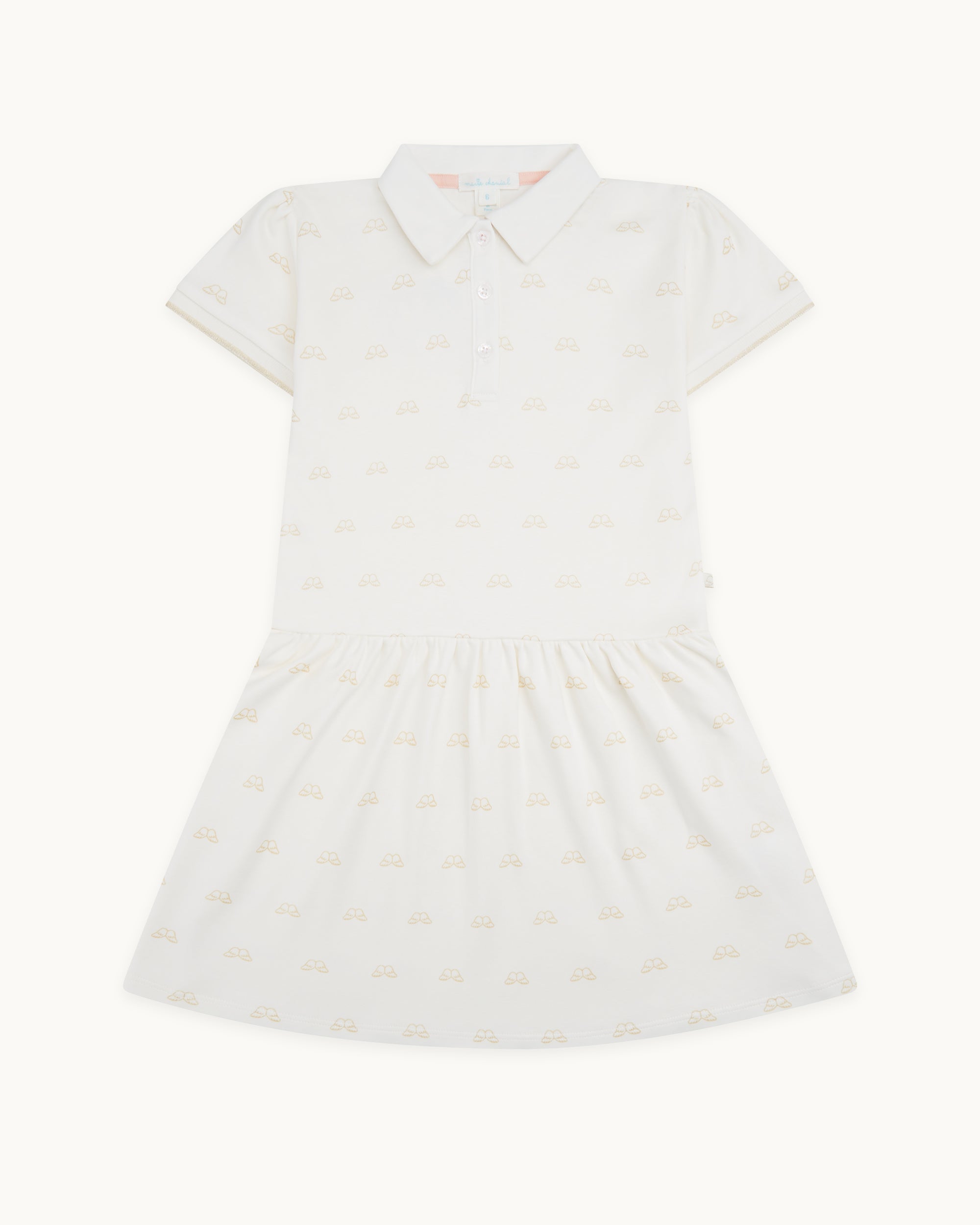 Angel Wing™ Polo Dress - Child White & Gold