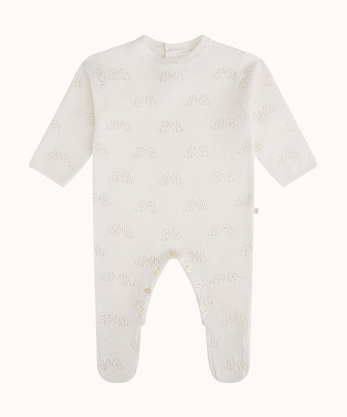 Angel Wing Cashmere Pointelle Sleepsuit