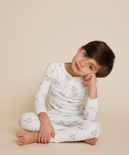 Bear Print Pyjama - Child Blue