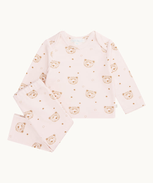 Bear Print Two Piece Set - Pink