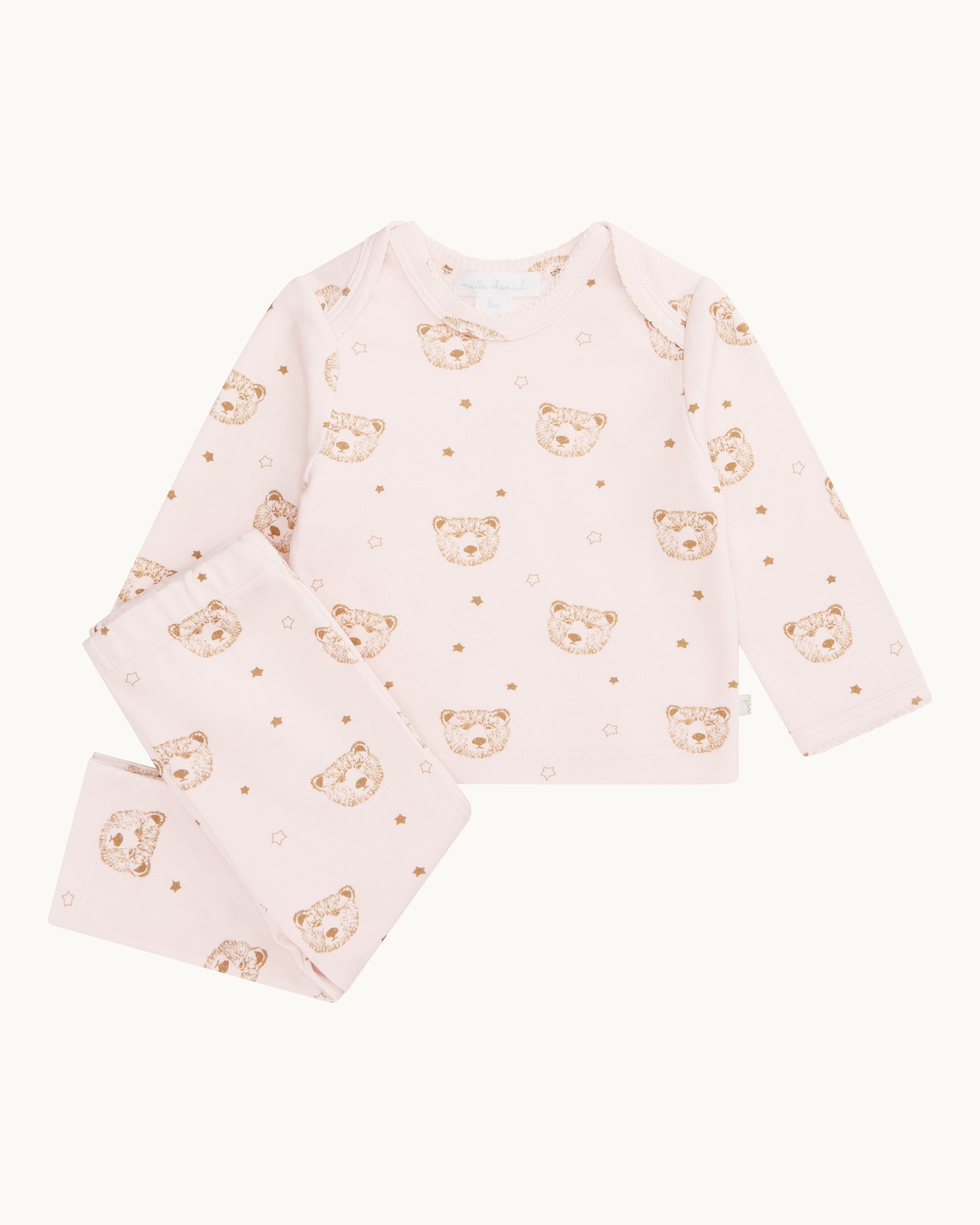 Bear Print Two Piece Set - Pink