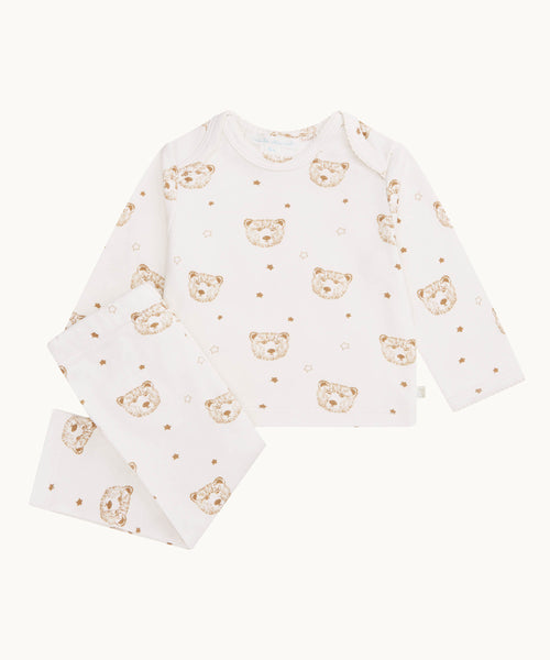 Bear Print Two Piece Set - Cream