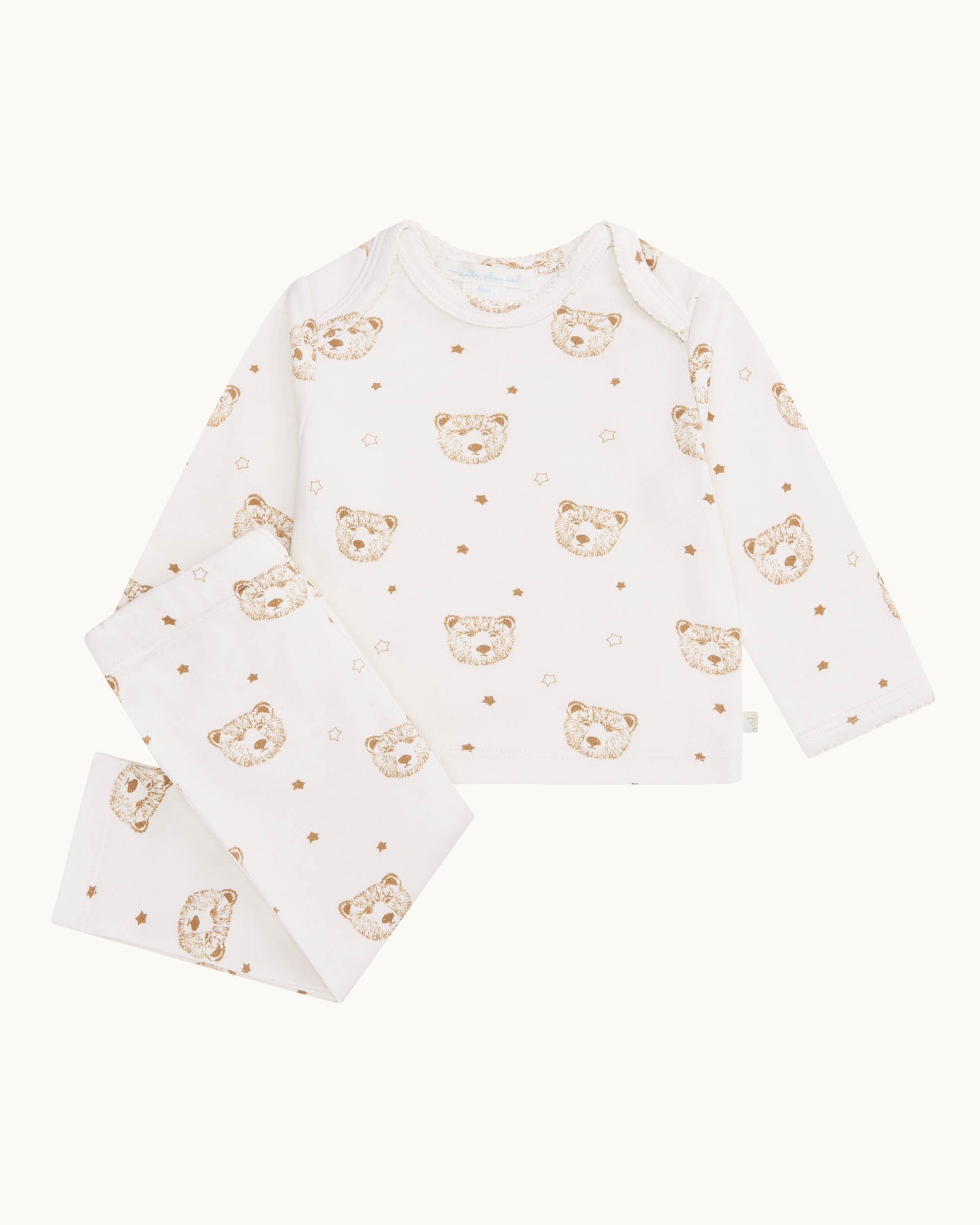 Bear Print Two Piece Set - Cream