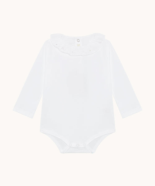 Blair Athena Embroidered Ruffle Collar Long Sleeve Onesie
