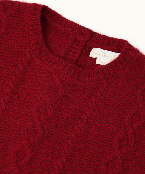 Bowie Cable Knit Romper - Ruby Red