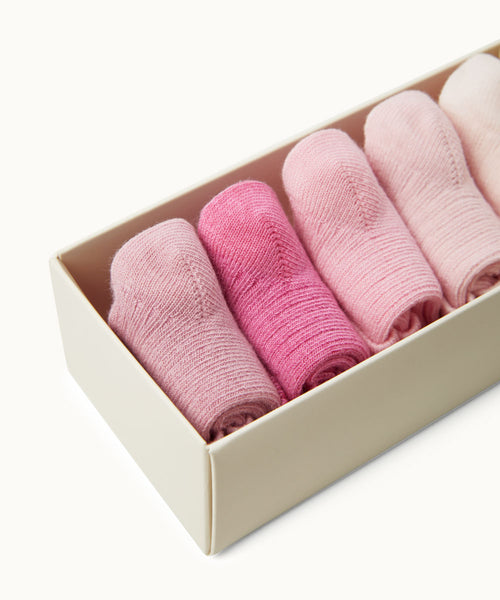 Bijou Set Of 7 Socks - Pink