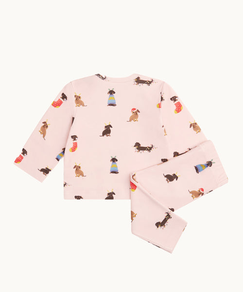 Christmas Dogs Two Piece Set - Pink