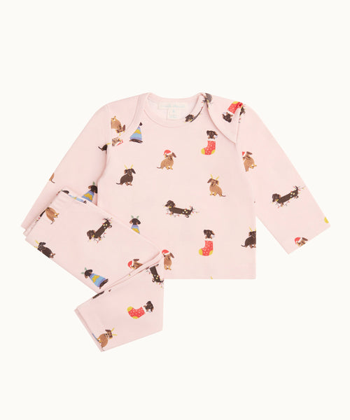 Christmas Dogs Two Piece Set - Pink